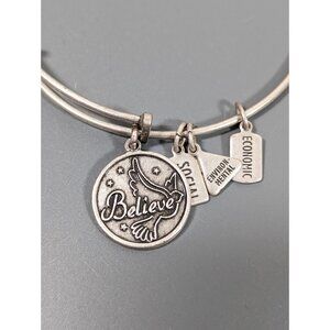 Wind & Fire Believe Dove Silver Tone Charm Bangle Stacking Bracelet 8 in